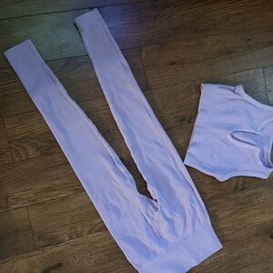 Lavender Ribbed Leggings and Crop Top Set